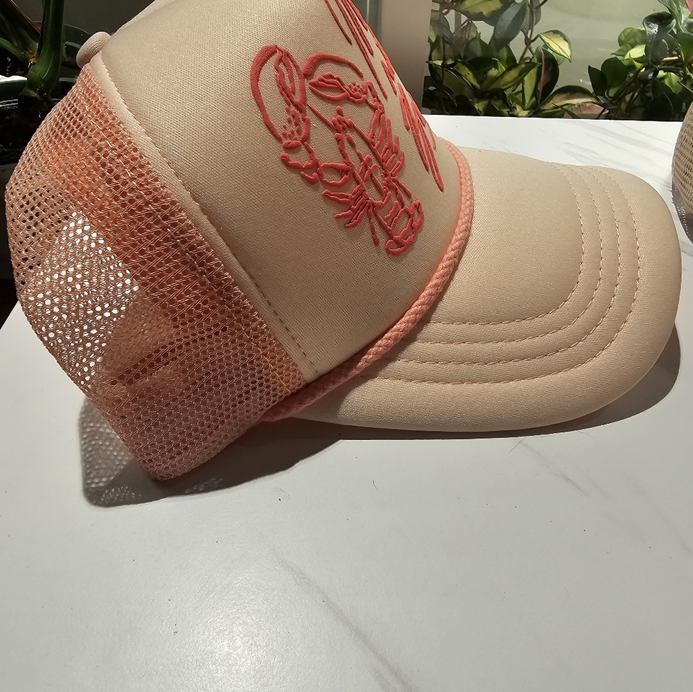 Anthropologie Meet Me at the Beach Pink and Peach Colorway Trucker Hat NWT - Picture 5 of 6